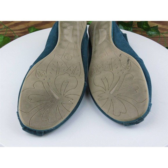 Faded Glory Size 9 Flat Shoes Green Fabric Women‎ M - Picture 10 of 11